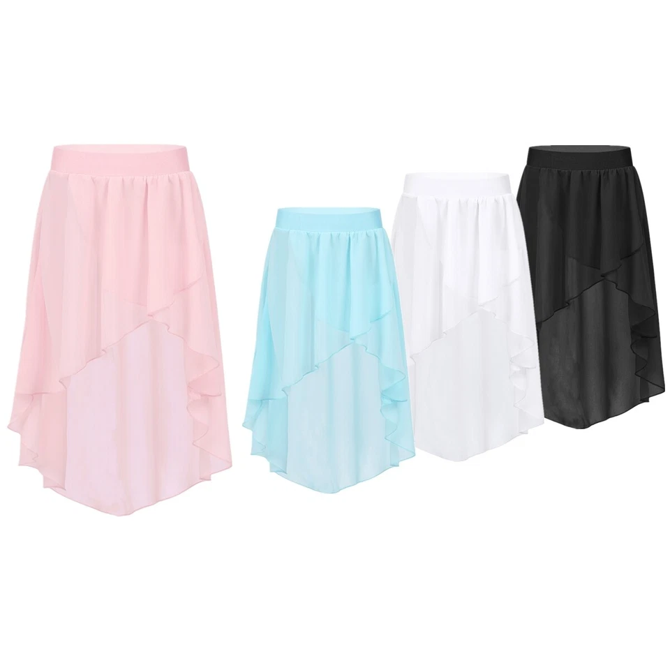 UK Kid's Girl's Lyrical Ballet Modern Dance Chiffon Skirts Performance Dancewear - Image 2 of 2