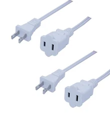 10 FT Extension Cord 2 Prong Male Female Extension Power Cord Cable Indoor Wh...