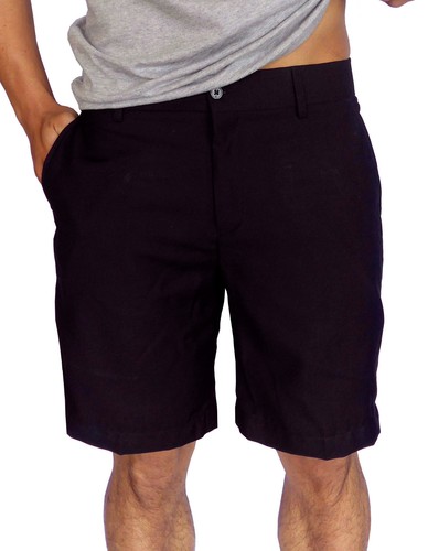 NEW MENS PLAIN BLACK WALK SHORTS CASUAL 