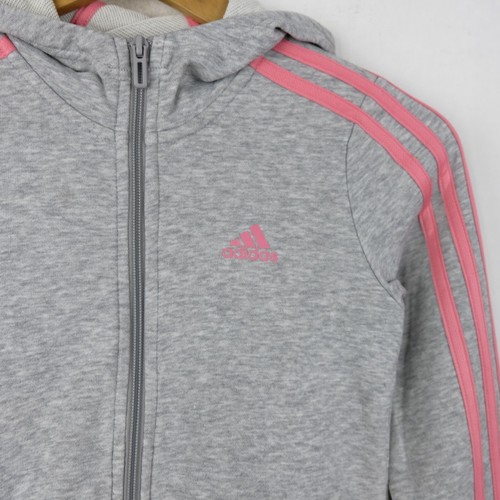 Felpa Adidas Taglia 8 ANNI Bambina Logo Comodo Cotone Tinta Unita Grigio Zip - Imagen 3 de 4