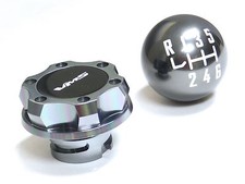 Gunmetal Cnc Billet Racing Shift Knob Oil Cap 05-14 Ford Mustang - 6 Speed Mt