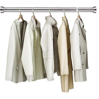 Extendable Clothes Rail, Adjustable Stainless Steel Wardrobe Bar, 71-127CM