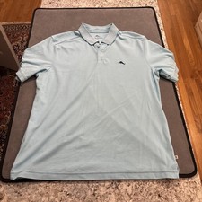 Tommy Bahama Island Golf Polo Men  s Size L Aqua Blue Short Sleeve Cotton Blend