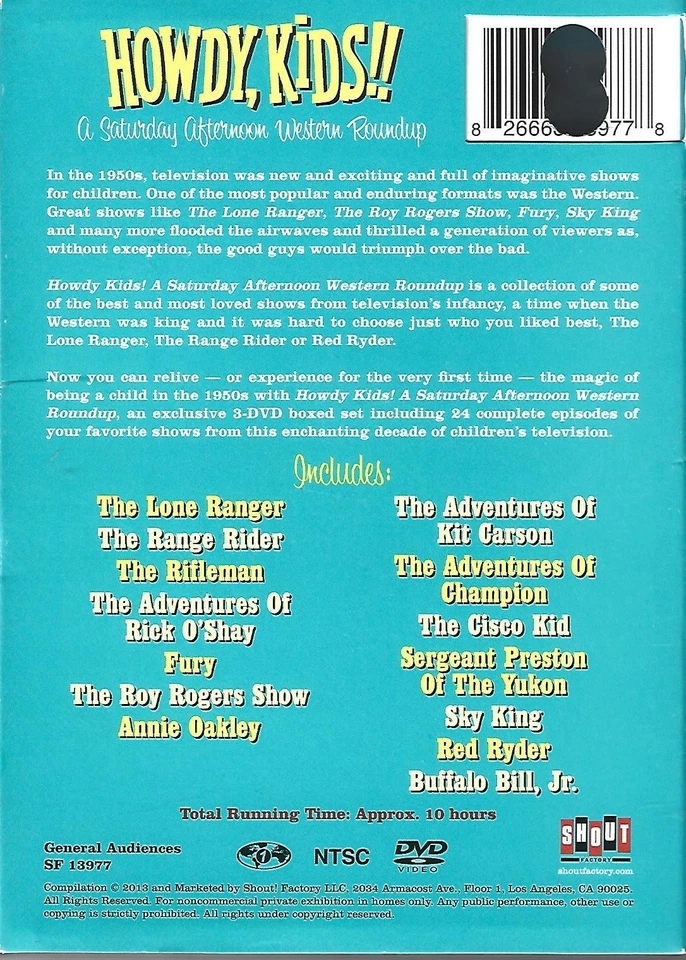 HOWDY KIDS - CLASSIC 50'S KIDS T.V. WESTERN COLLECTION - (REGION 1 ONLY) RARE - Image 2 of 2