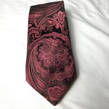 Valentino Tie Mens One Size Red Silk Paisley Jacquard Made In Italy Classic