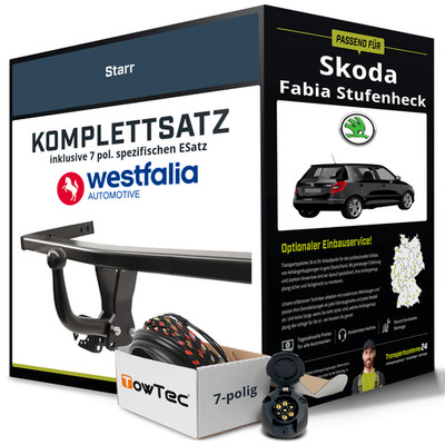 Für SKODA Fabia Stufenheck I Typ 6Y Anhängerkupplung starr +eSatz 7pol 99- NEU
