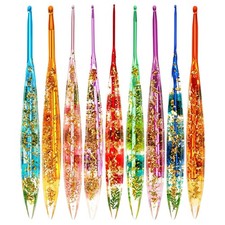 Floral Pattern Resin Crochet Hook Set Custom Ergonomic Resin Crochet Hooks