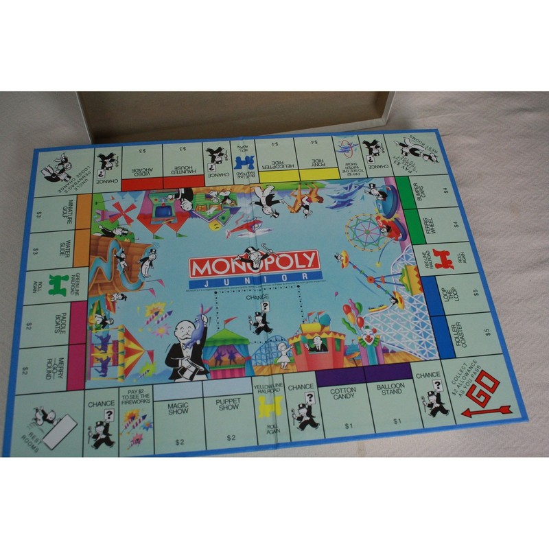 Monopoly Junior Board Game Kids Ages 5-8 Parker Brothers Amusement Park Theme