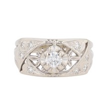 .39ctw Round Diamond Solitaire w/Accents Engagement Ring 14k White Gold Size 6.5