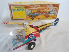 Vintage Tin Toy Helicopter with Spinning Rotor Blades