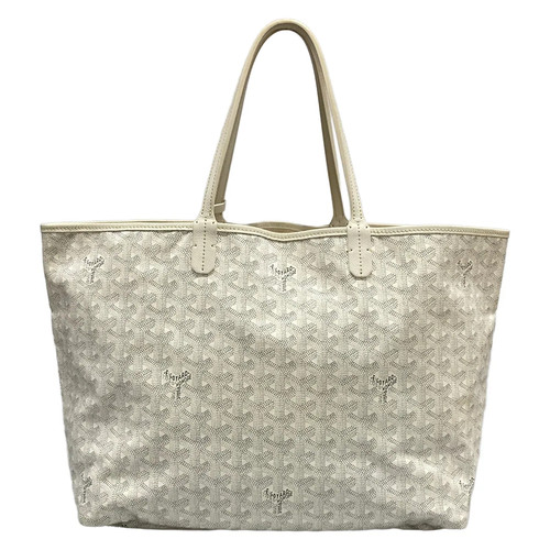 GOYARD Saint Louis PM White Coated Canvas Leather Tote Bag