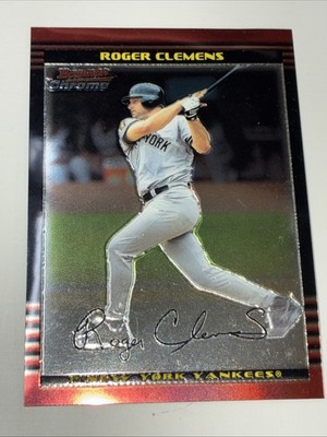 2002 Bowman Chrome Roger Clemens #76 Refractor /500 Classic Pitcher Batting ?