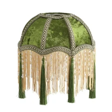 Lampshade with Tassels, Victorian Lampshade, Golden 25Cm Velvet Top Replacement