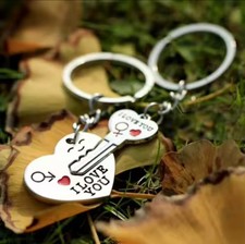 Zinc Alloy Silver Plated Couple Keychain Set My Heart Lovers Gift, Wedding Fav
