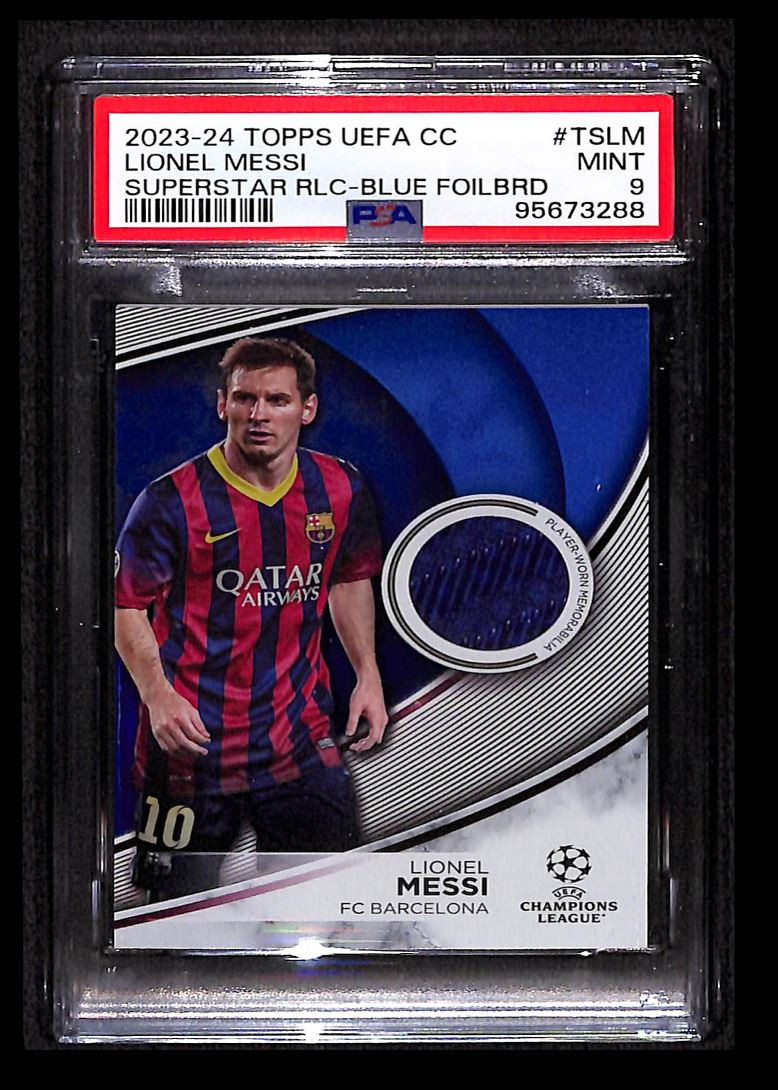 2023-24 Topps UEFA Superstar Relics Lionel Messi Blue Foilboard /99 MEM