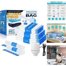 20 Pack Vacuum Storage Bags with Electric Pump Space Saver Compression