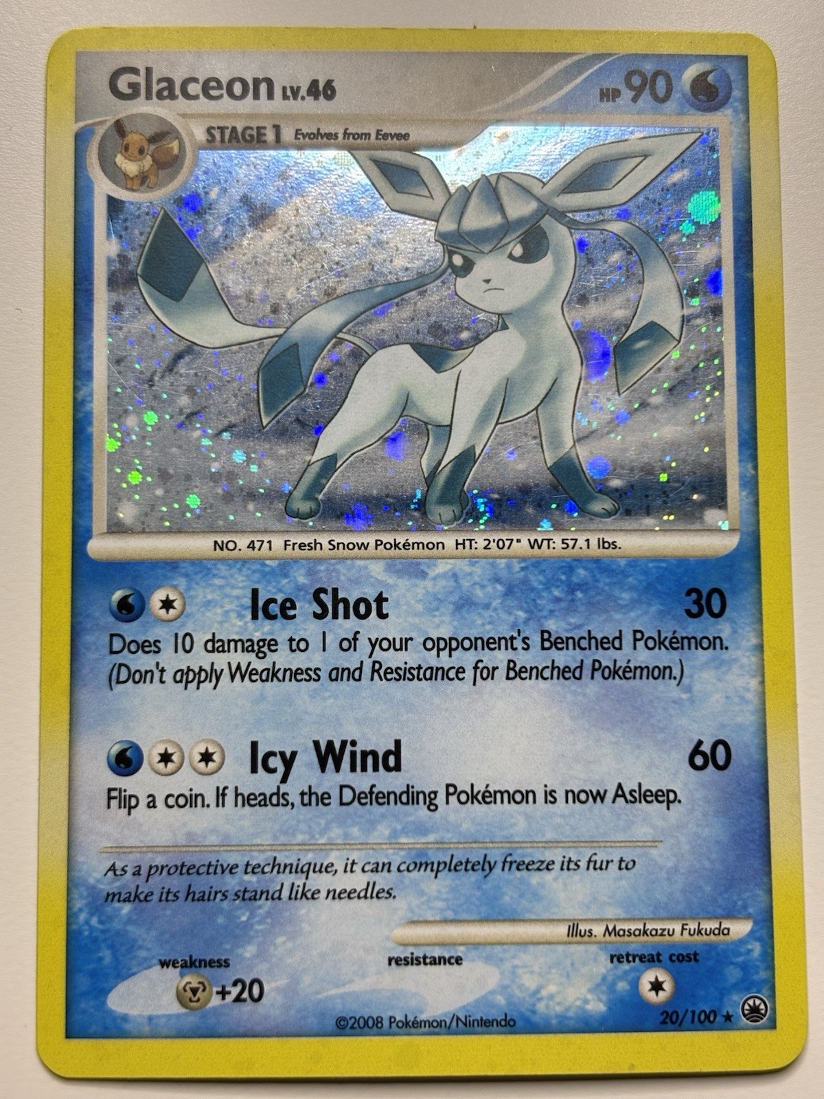 2008 Pokemon Majestic Dawn Glaceon Holo Cosmos 20 MP