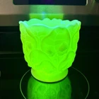 Vintage Fenton Uranium Custard Yellow Glass Water Lily Rose Bowl Vase