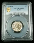1938-D 5C Buffalo Nickel - PCGS MS66 - PCGS Gold Shield #6464