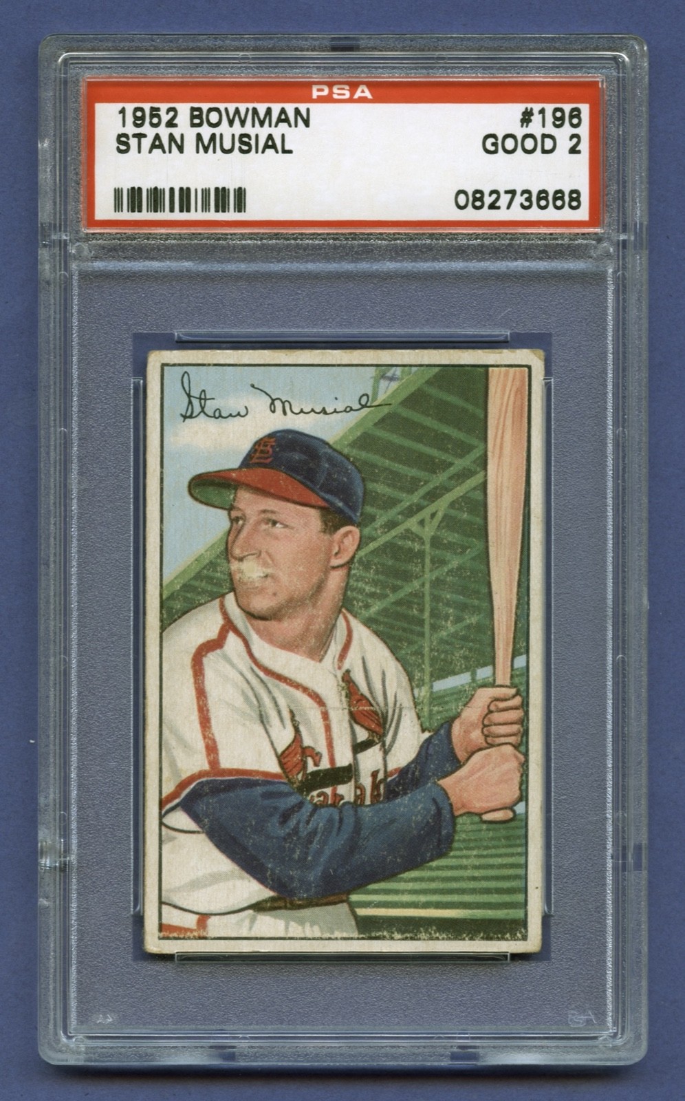 1952 STAN MUSIAL PSA 2 GOOD BOWMAN HOF ST. LOUIS CARDINALS *CENTERED* (#196) RZC
