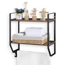 Bathroom Shelf with Towel Bar Wall Mounted Towel Rack Rustic Towel Shelf for Bat
