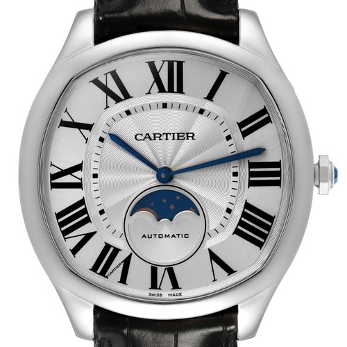 Cartier Drive Moonphase Steel Silver Dial Mens Watch WSNM0008
