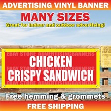 CHICKEN SANDWICH Advertising Banner Vinyl Mesh Sign Flag crispy fast food burger
