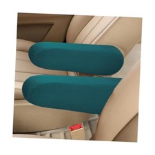 2 PCS Car Front Seat Armrest Covers, Elastic Fabric Stretch Auto Black Green