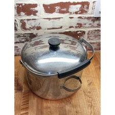 Revere Ware Copper Bottom Stock Pot w/ Lid Bail Handle Vintage Cookware 6 Quart