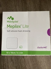 Mepilex Lite Molnlycke Soft Silicone  Foam Dressing 10Ct 4x4in 10x10cm New 2Box