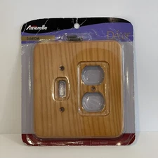 New Amerelle Decor Wood Round Corner Single Toggle Duplex Solid Oak 196TD