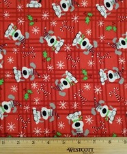 Spotted Holiday Pup Plaid Tossed Red Super Snuggle Flannel Fabric BTHY 18x42
