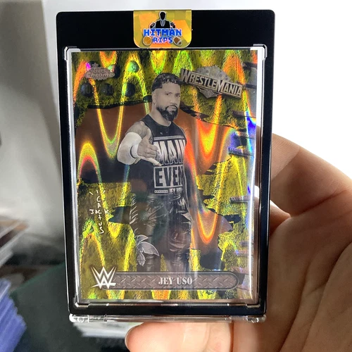 2025 Topps Chrome WWE Jey Uso #3 Cactus Jack Gold RayWave Refractor /50