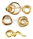 Vintage lot of 5 Gold tone Shapes brooch / pin - 2 signed - Trifari & Monet