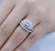 925 Sterling Silver CZ Wedding Band Engagement Rings Set Women Size 3-15 SR84