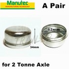 <!--F#f_0-->Manutec 2x Grease Metal Bearing Dust Cap N39 62mm 2t Trailer Caravan UB<!--F/-->