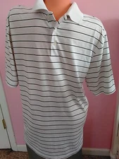 CHAMPION   STRIPED  Golf Polo Shirt Polyester 1/4 Button Up M