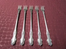 TUDOR 1904 Art Nouveau Silverplate 5 Shrimp Cocktail Forks No Monograms       JU