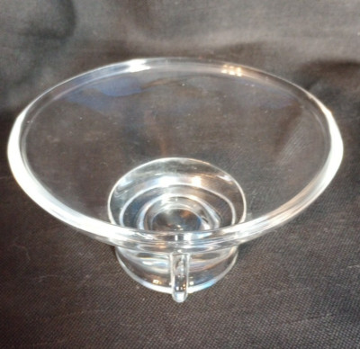 Vintage Glass Soap Dish Replacement Oval Offset Round Base Unbranded 5.25 x 4.5''