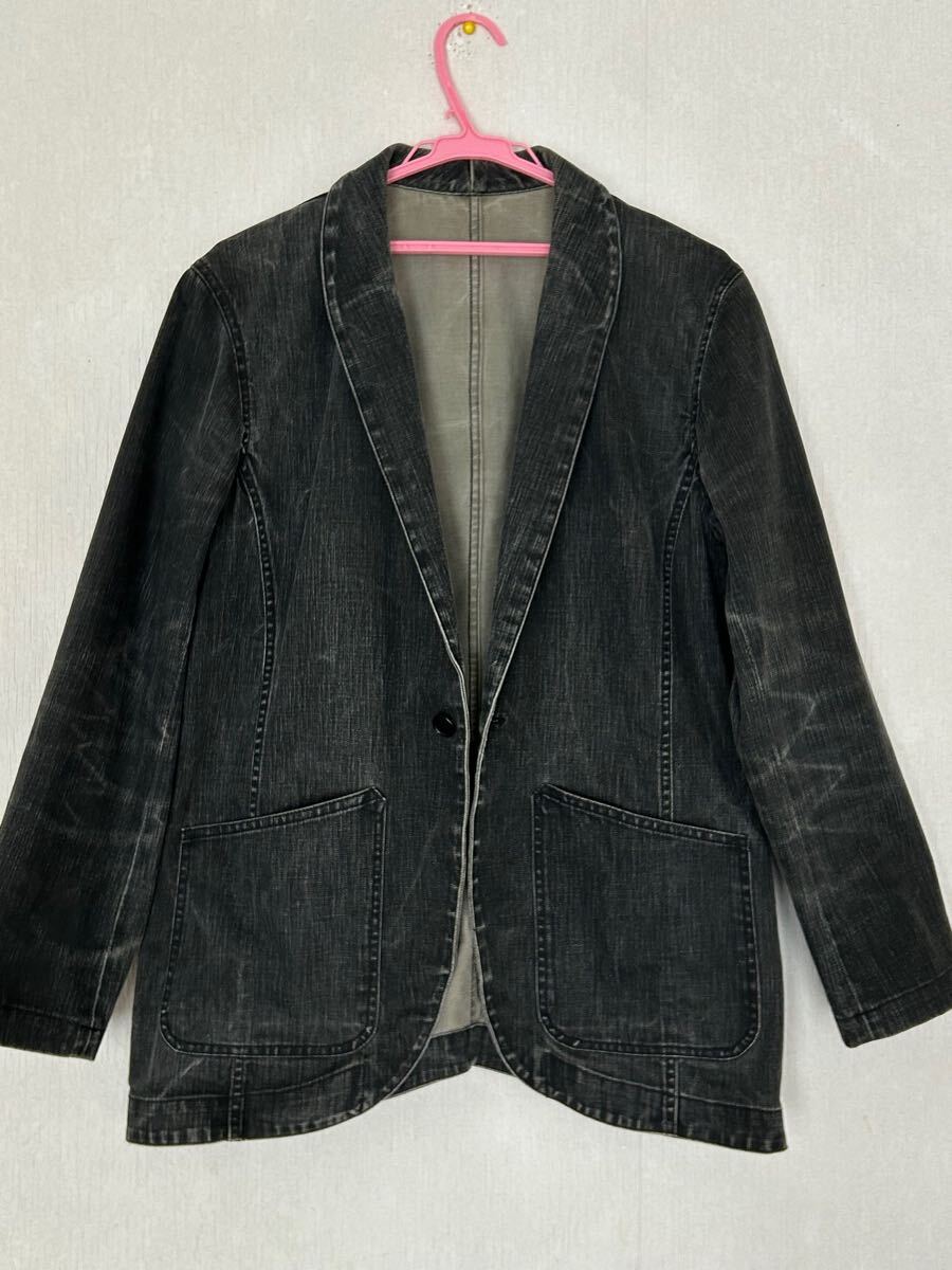 BEAMS Vintage Shawl Collar Black Denim Jacket M