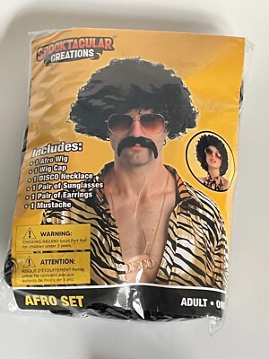 Spooktacular Creations Halloween Afro Wig Disco Costume Accessories Set -NEW