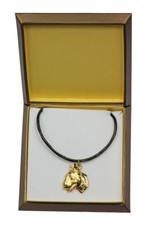 Bull Terrier - gold plated necklace with dog, in box, Art Dog USA