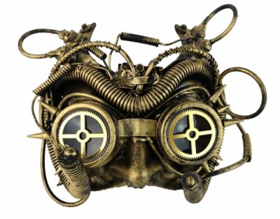 Steampunk Scifi Science Fiction Cosplay Maske Cyber Gummiband goldfarben