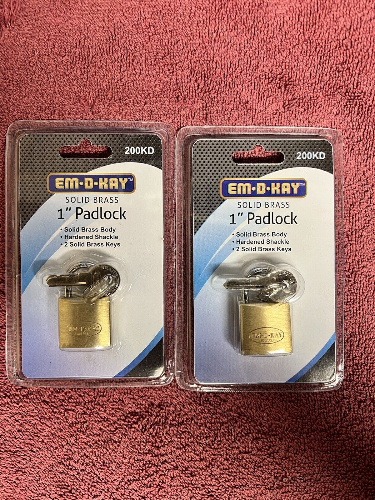 Em-D-Kay 200KD Solid Brass Padlock 1 Inch Shackle Padlock (2 pc)