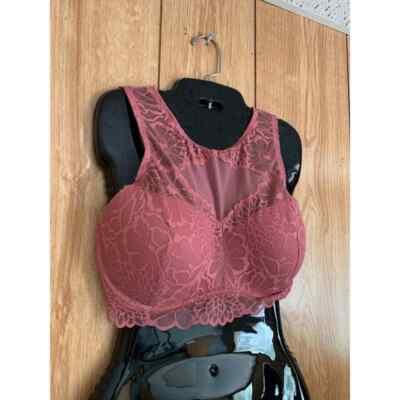 New Victoria's Secret Pink lace bra size L DD bralette rose