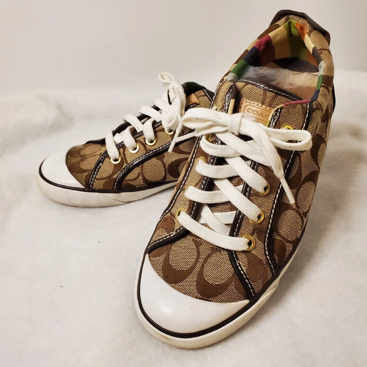 Coach Women's Barrett Signature Jacquard Brown Multi Fashion Sneakers Size  8.5 B