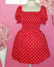 WOMEN PLUS SIZE SHIRRED POLKA DOT SHORT SLEEVE TEA DRESS ( SIZE 2XL )
