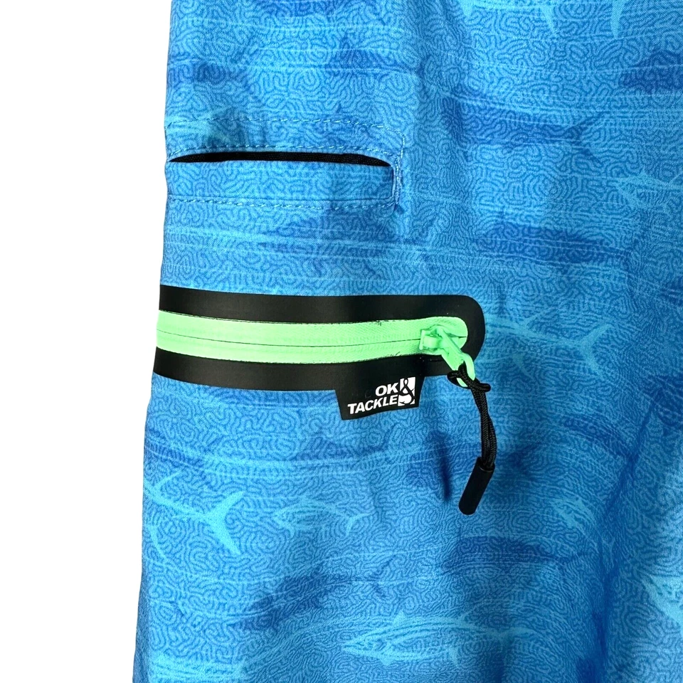 Pantalones cortos de tabla Hook & Tackle Divers para hombre 28 azul patrón de mahi y atún Foto 4 de 4