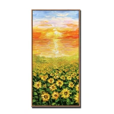 Knife Sunflowers Abstract Oil Painting Wall Art Hand Painted Flowers On Canvas