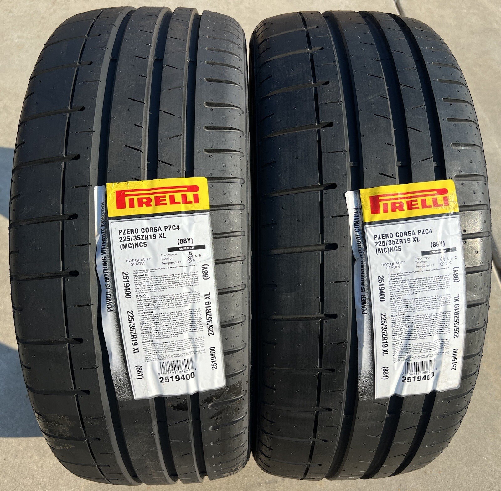 Set of TWO BRAND NEW 225/35ZR19 Pirelli P Zero Corsa PZC4 MC McLaren PNCS Tires